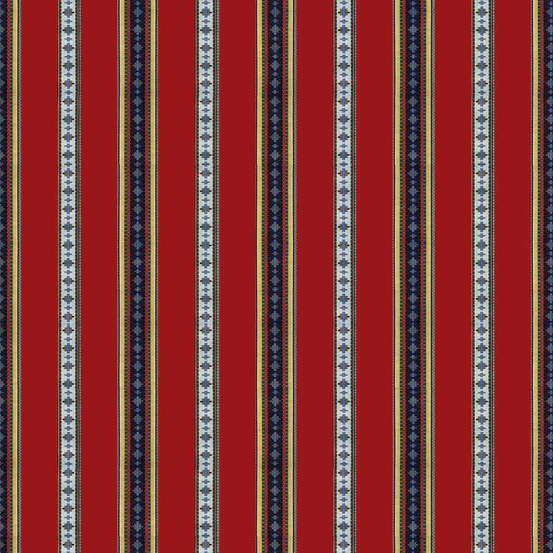 BRUNSCHWIG & FILS - RAYURE BRODERIE- RED - Fabric by the Yard RED