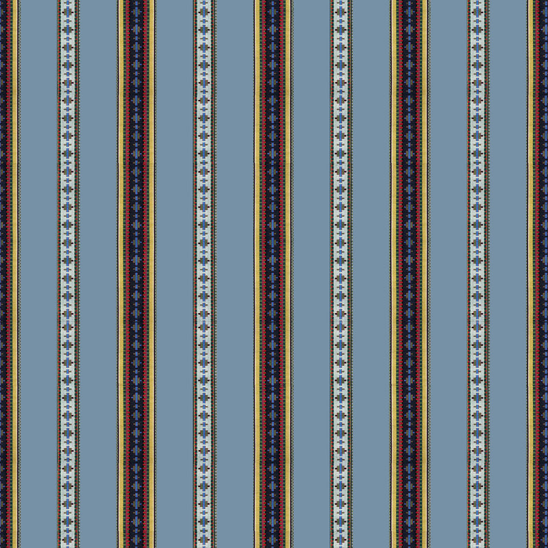 BRUNSCHWIG & FILS - RAYURE BRODERIE- BLEU - Fabric by the Yard BLEU
