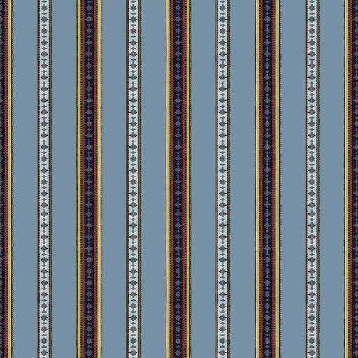BRUNSCHWIG & FILS - RAYURE BRODERIE- BLEU - Fabric by the Yard BLEU