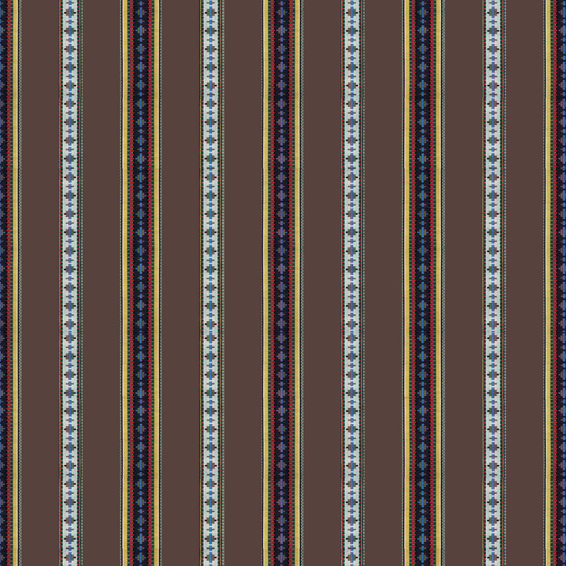 BRUNSCHWIG & FILS - RAYURE BRODERIE- BRUN - Fabric by the Yard BRUN