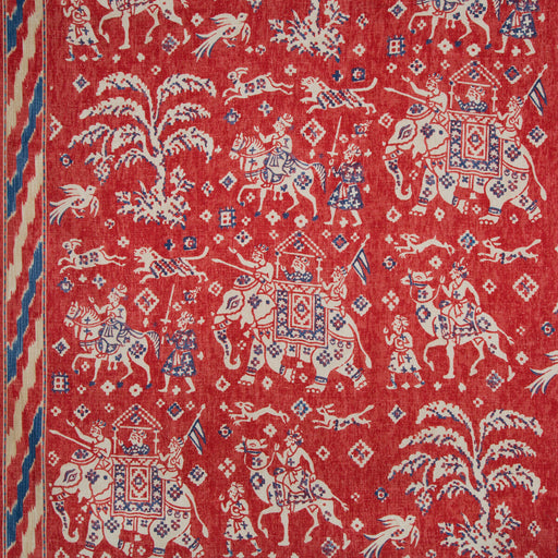 BRUNSCHWIG & FILS - ARALAM PRINT- FLAME/CADET - Fabric by the Yard FLAME/CADET