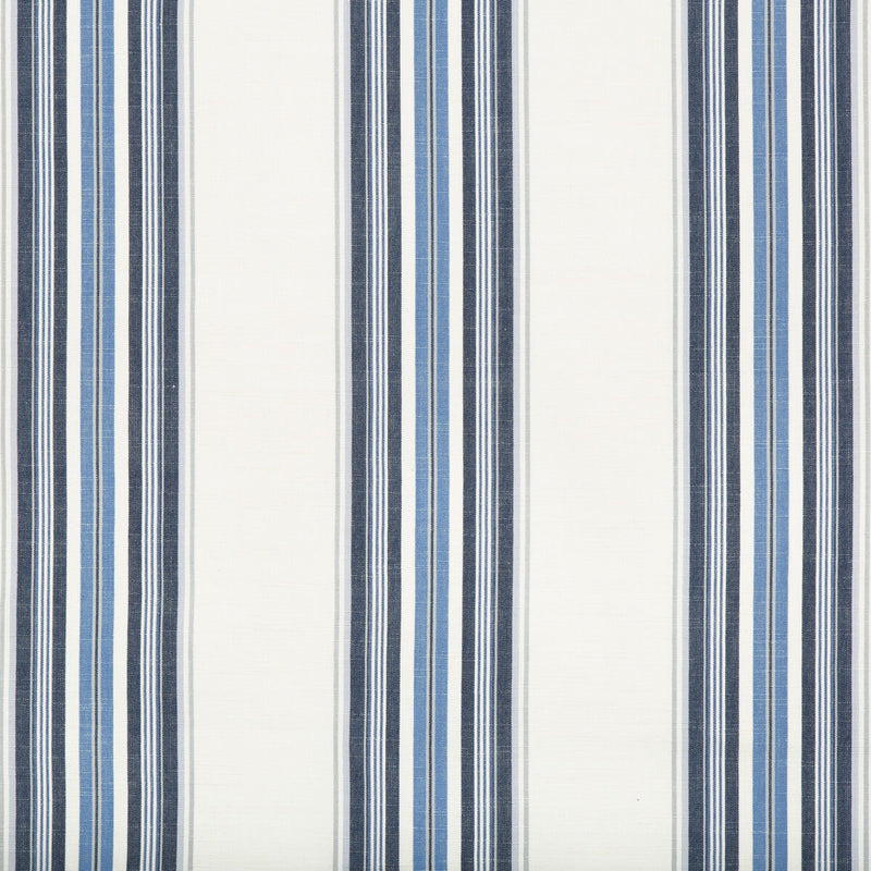 BRUNSCHWIG & FILS - VERDON STRIPE- INDIGO/SKY - Fabric by the Yard INDIGO/SKY