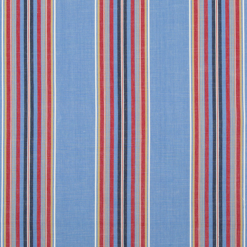 BRUNSCHWIG & FILS - VERDON STRIPE- BLUE/RED - Fabric by the Yard BLUE/RED