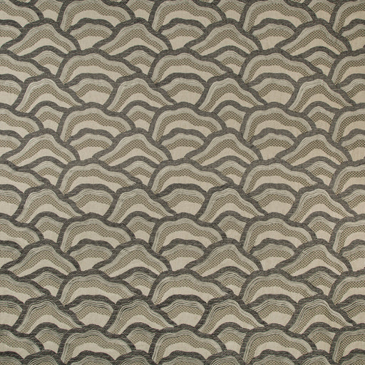 BRUNSCHWIG & FILS - LES RIZIERES EMB- SILVER/CHARCOAL - Fabric by the Yard SILVER/CHARCOAL