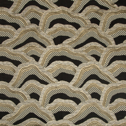 BRUNSCHWIG & FILS - LES RIZIERES EMB- BLACK/GOLD - Fabric by the Yard BLACK/GOLD