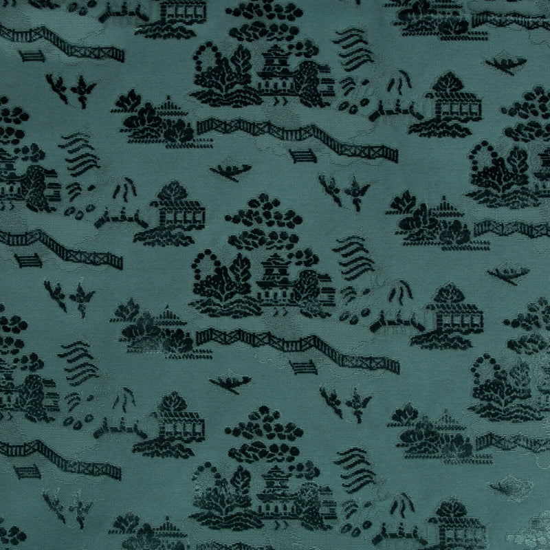 BRUNSCHWIG & FILS - LA PAGODE VELVET- TEAL - Fabric by the Yard TEAL
