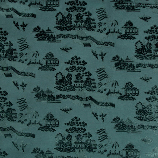 BRUNSCHWIG & FILS - LA PAGODE VELVET- TEAL - Fabric by the Yard TEAL