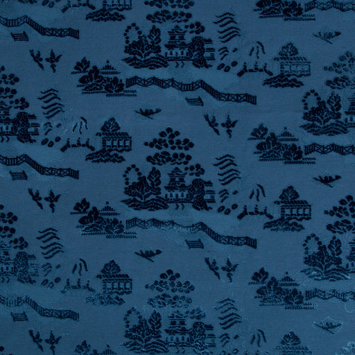 BRUNSCHWIG & FILS - LA PAGODE VELVET- NAVY - Fabric by the Yard NAVY