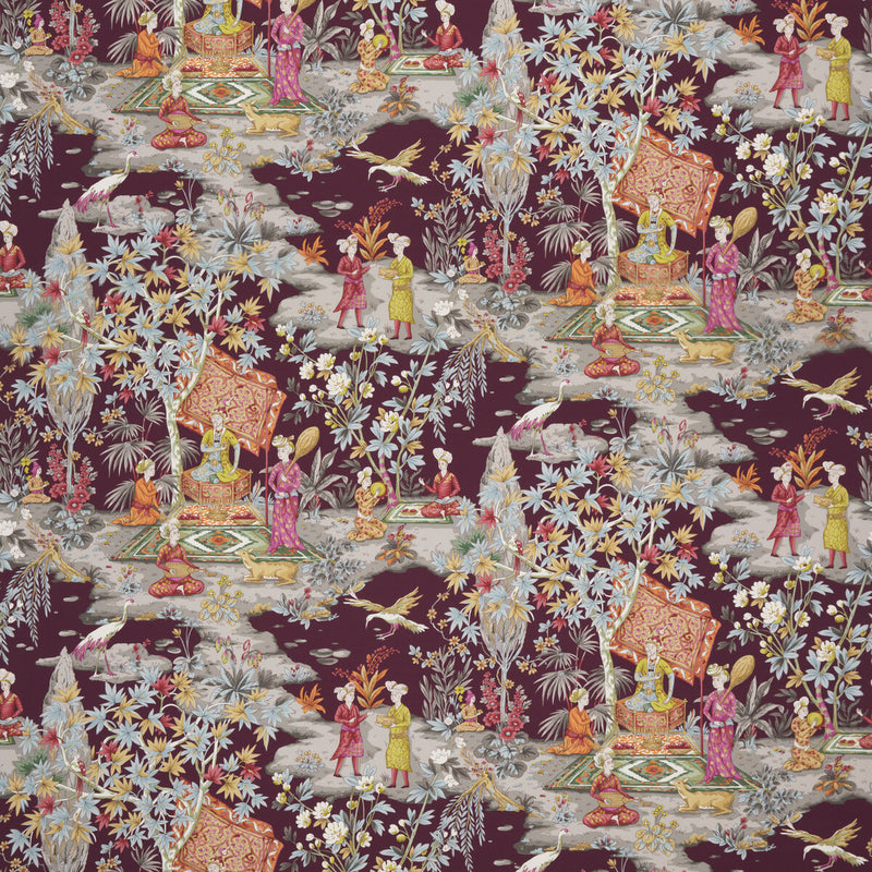 BRUNSCHWIG & FILS - LODI GARDEN PRINT- PLUM - Fabric by the Yard PLUM