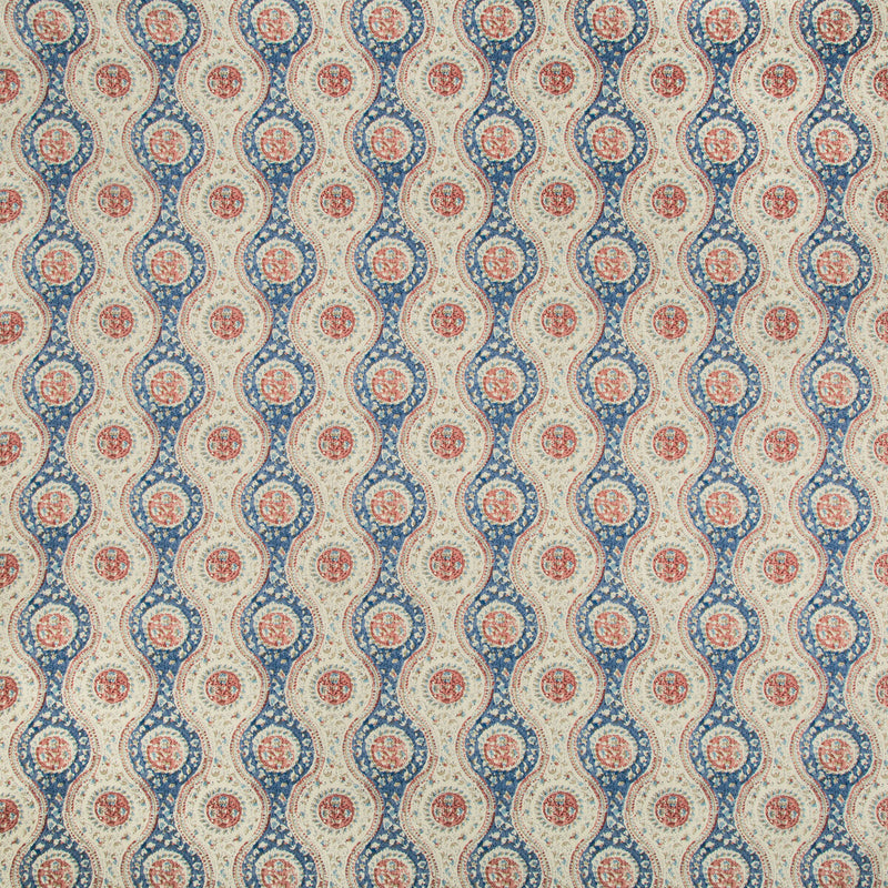BRUNSCHWIG & FILS - NADARI PRINT- BLUE/RED - Fabric by the Yard BLUE/RED