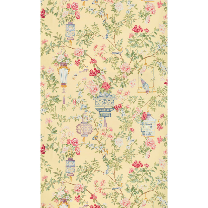 BRUNSCHWIG & FILS - JARDIN FLEURI PRINT- SUN - Fabric by the Yard SUN