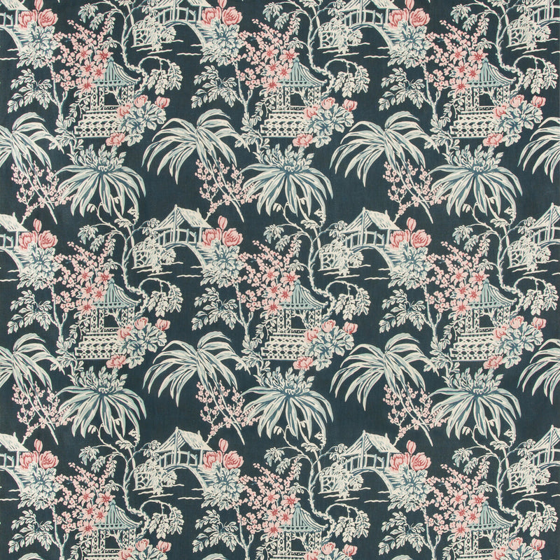 BRUNSCHWIG & FILS - TONGLI PRINT- MIDNIGHT - Fabric by the Yard MIDNIGHT