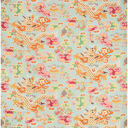 BRUNSCHWIG & FILS - MING DRAGON PRINT- AQUA - Fabric by the Yard AQUA