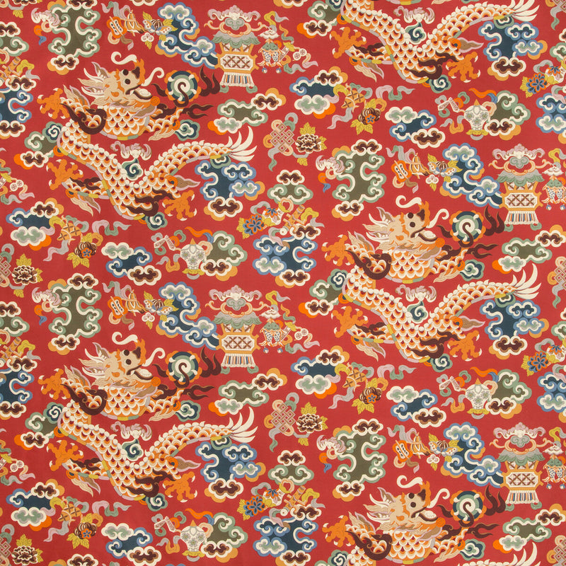 BRUNSCHWIG & FILS - MING DRAGON PRINT- CLARET - Fabric by the Yard CLARET