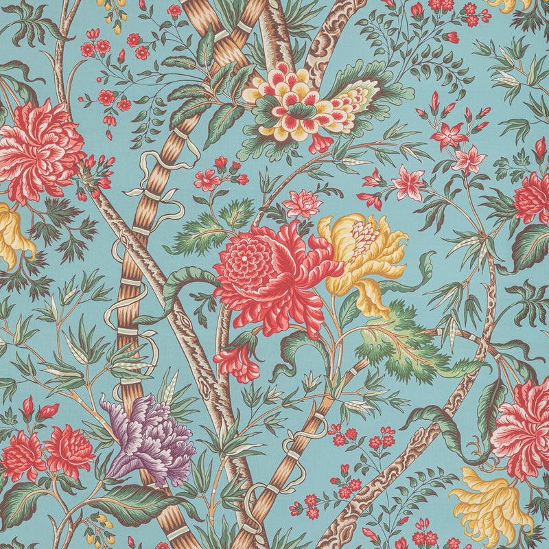 BRUNSCHWIG & FILS - LUBERON PRINT- AQUA/MULTI - Fabric by the Yard AQUA/MULTI