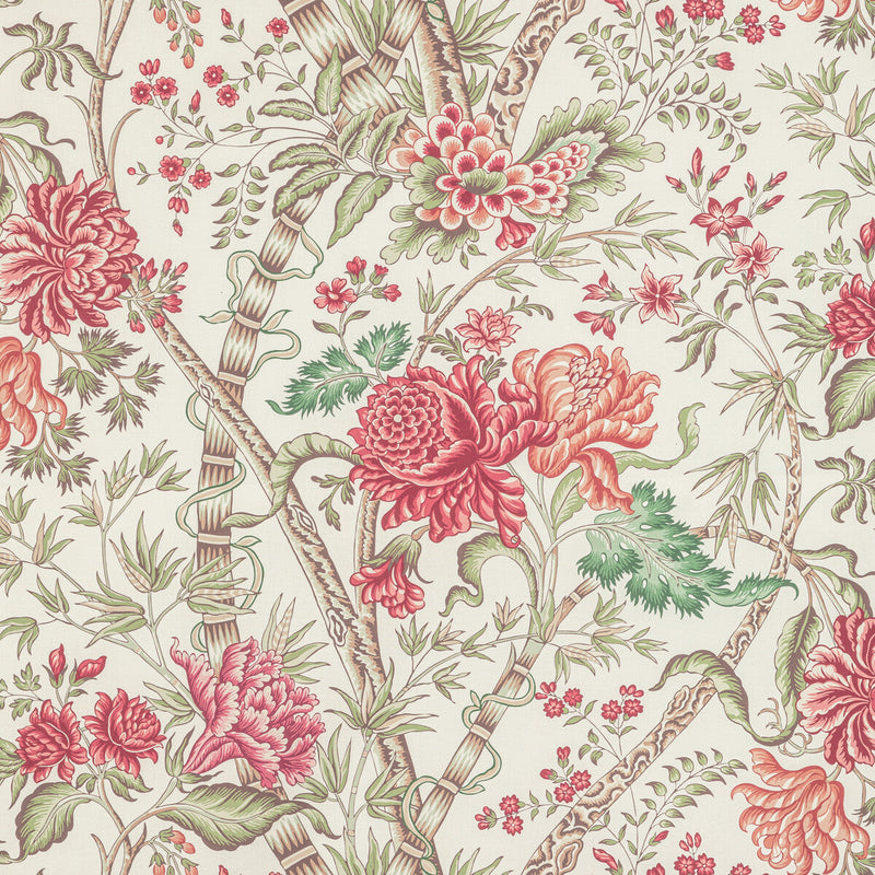 BRUNSCHWIG & FILS - LUBERON PRINT- BERRY/LEAF - Fabric by the Yard BERRY/LEAF