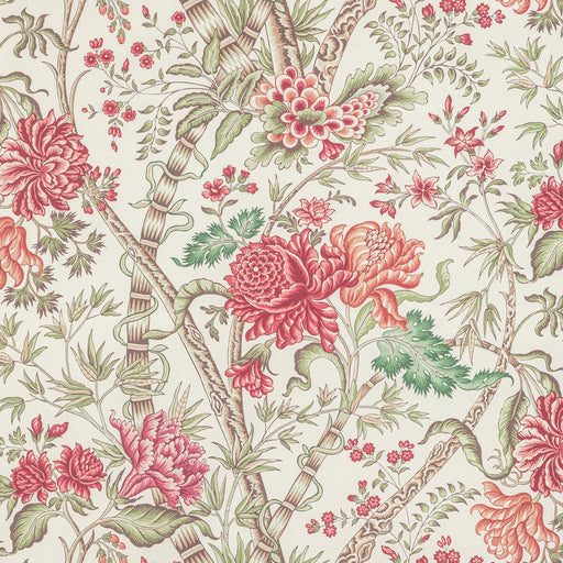 BRUNSCHWIG & FILS - LUBERON PRINT- BERRY/LEAF - Fabric by the Yard BERRY/LEAF