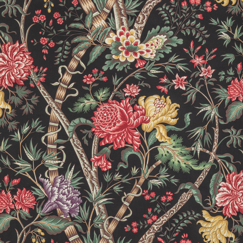 BRUNSCHWIG & FILS - LUBERON PRINT- NOIR/MULTI - Fabric by the Yard NOIR/MULTI
