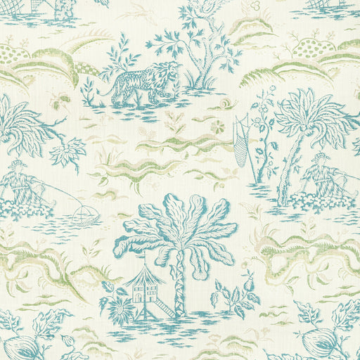 BRUNSCHWIG & FILS - VALENSOLE PRINT- TEAL/LEAF - Fabric by the Yard TEAL/LEAF