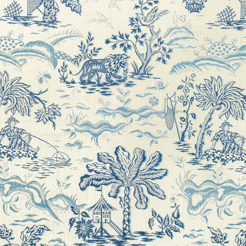 BRUNSCHWIG & FILS - VALENSOLE PRINT- NAVY/SKY - Fabric by the Yard NAVY/SKY