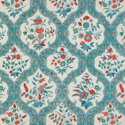 BRUNSCHWIG & FILS - VENTOUX PRINT- TEAL/ROSE - Fabric by the Yard TEAL/ROSE
