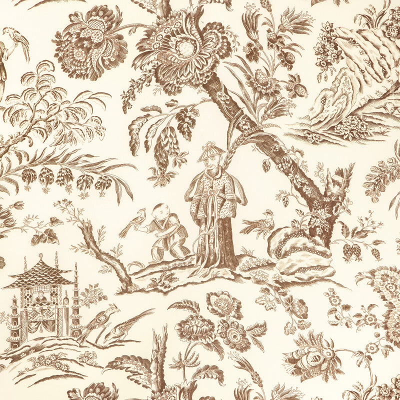 BRUNSCHWIG & FILS - MARCEL PRINT- BROWN - Fabric by the Yard BROWN