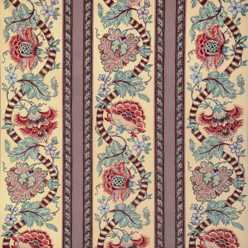 BRUNSCHWIG & FILS - LAURIS PRINT- BEIGE/TEAL - Fabric by the Yard BEIGE/TEAL