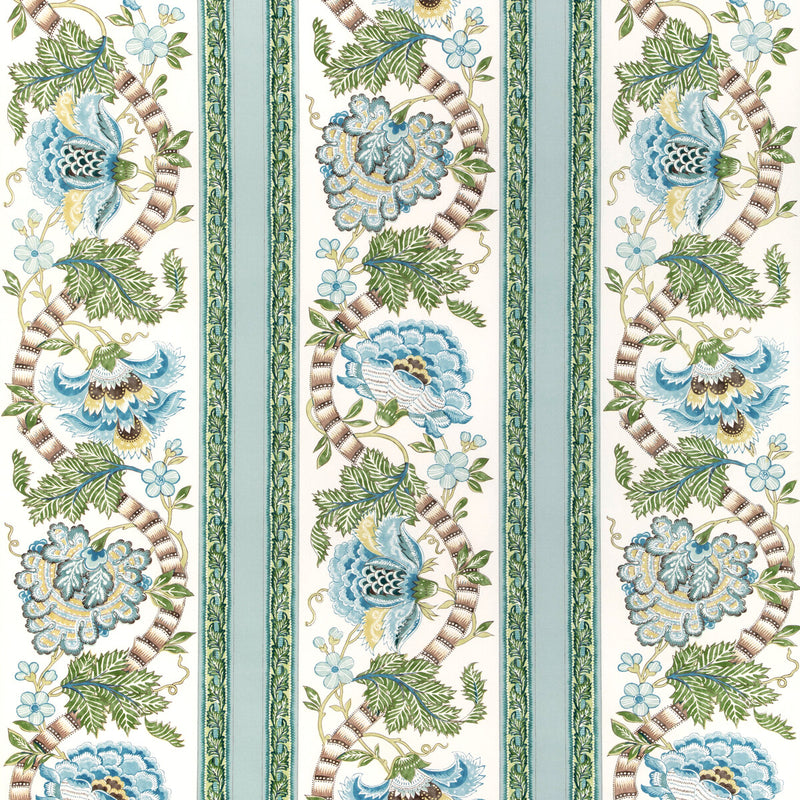 BRUNSCHWIG & FILS - LAURIS PRINT- AQUA/LEAF - Fabric by the Yard AQUA/LEAF