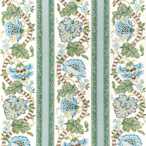BRUNSCHWIG & FILS - LAURIS PRINT- AQUA/LEAF - Fabric by the Yard AQUA/LEAF