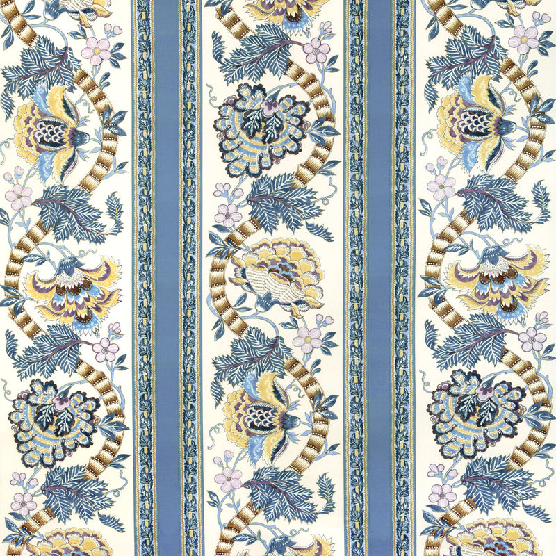 BRUNSCHWIG & FILS - LAURIS PRINT- BLUE/GOLD - Fabric by the Yard BLUE/GOLD
