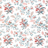 BRUNSCHWIG & FILS - CHANCAY PRINT- TEAL/ROSE - Fabric by the Yard