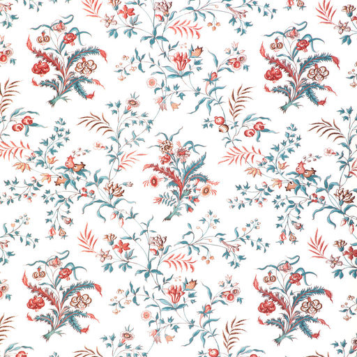 BRUNSCHWIG & FILS - CHANCAY PRINT- TEAL/ROSE - Fabric by the Yard TEAL/ROSE