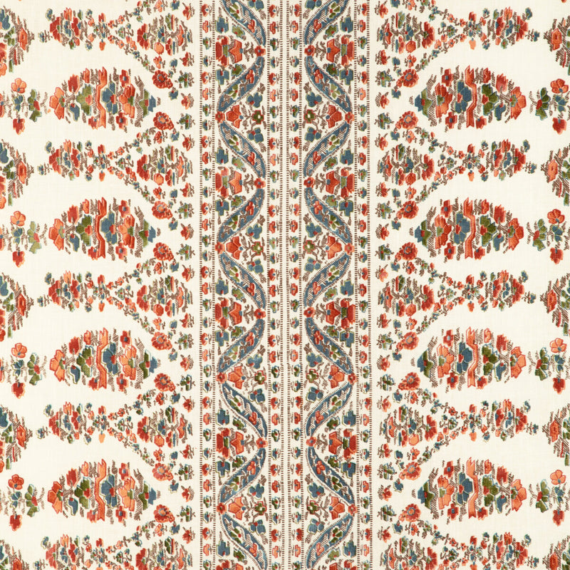 BRUNSCHWIG & FILS - VISAN PRINT- SKY/CORAL - Fabric by the Yard SKY/CORAL