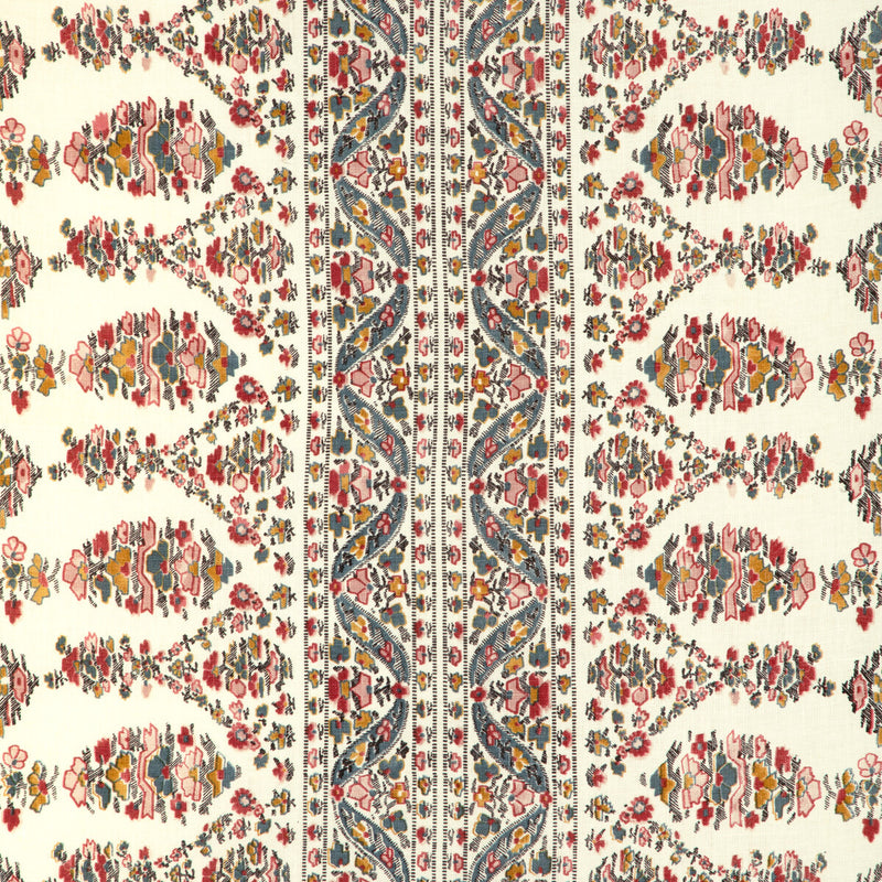 BRUNSCHWIG & FILS - VISAN PRINT- TEAL/ROSE - Fabric by the Yard TEAL/ROSE