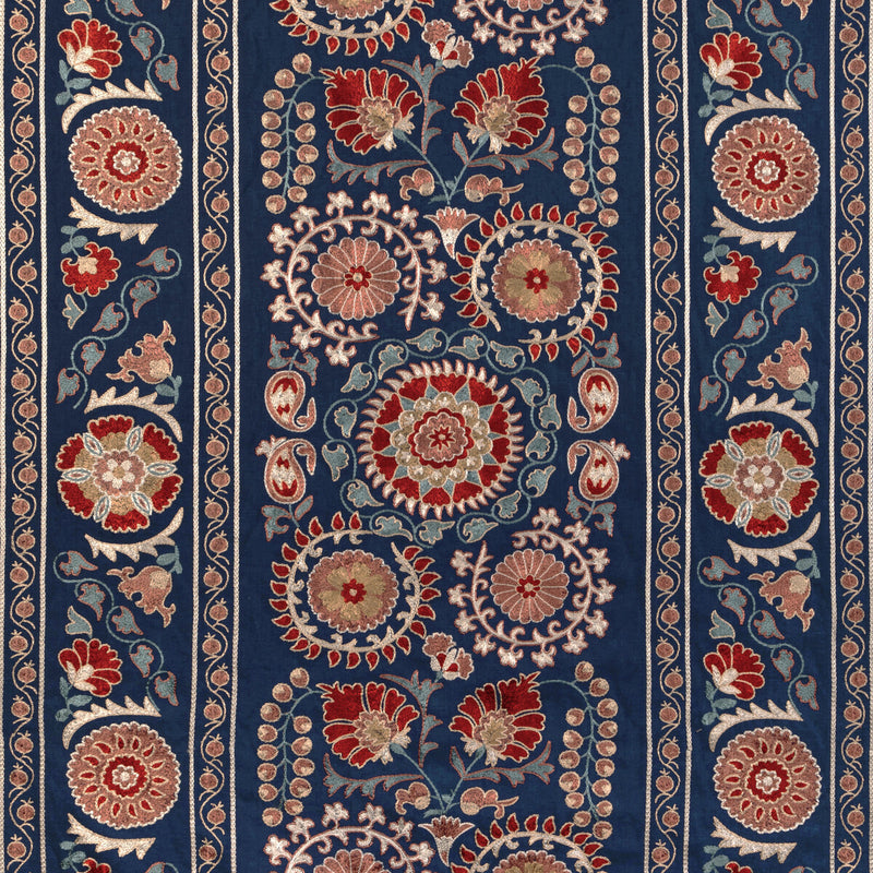 BRUNSCHWIG & FILS - SAANVI EMB- BLUE/RED - Fabric by the Yard BLUE/RED