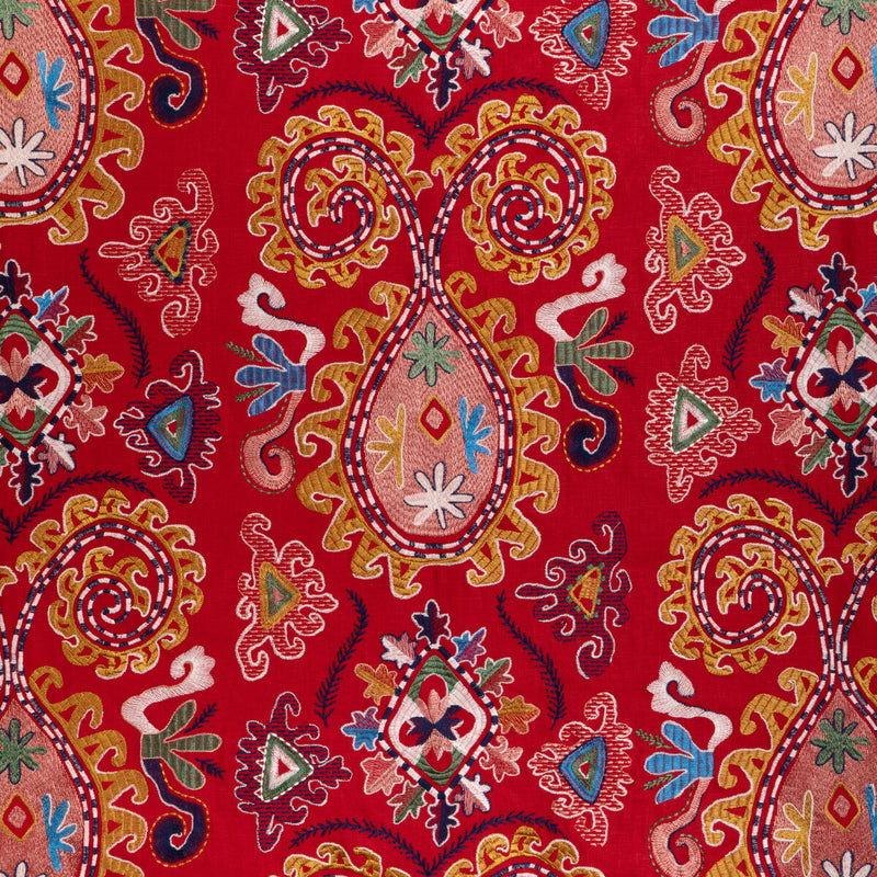 BRUNSCHWIG & FILS - LAVALI EMB- RED/GOLD - Fabric by the Yard RED/GOLD
