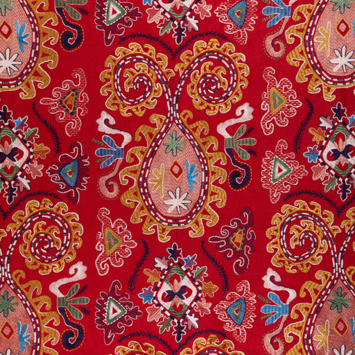 BRUNSCHWIG & FILS - LAVALI EMB- RED/GOLD - Fabric by the Yard RED/GOLD