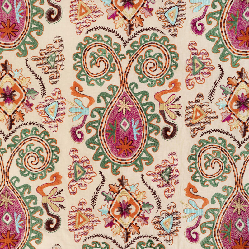 BRUNSCHWIG & FILS - LAVALI EMB- PLUM/MULTI - Fabric by the Yard PLUM/MULTI