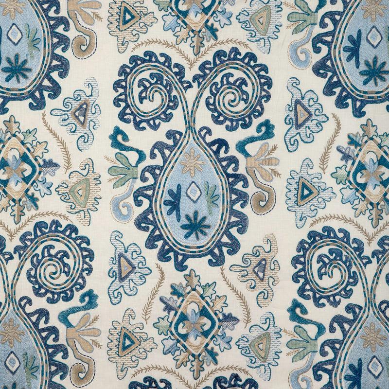 BRUNSCHWIG & FILS - LAVALI EMB- BLUE/SKY - Fabric by the Yard BLUE/SKY