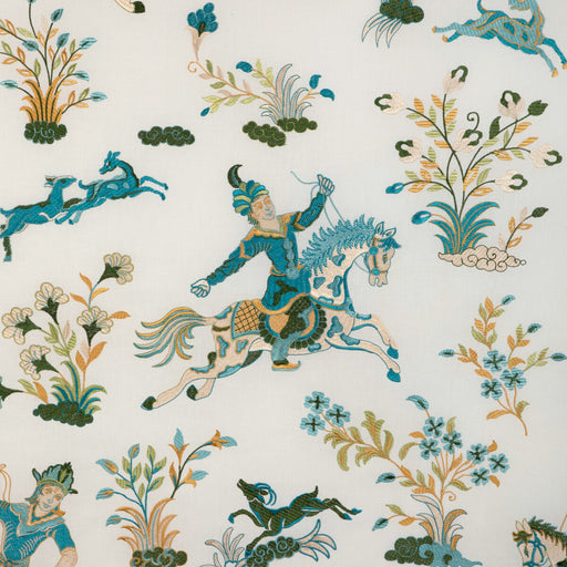 BRUNSCHWIG & FILS - NAYAN EMB- AQUA/LEAF - Fabric by the Yard AQUA/LEAF