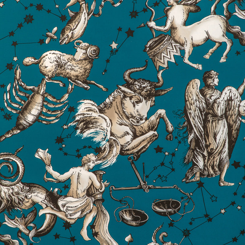BRUNSCHWIG & FILS - COSMIQUE PRINT- TEAL - Fabric by the Yard TEAL
