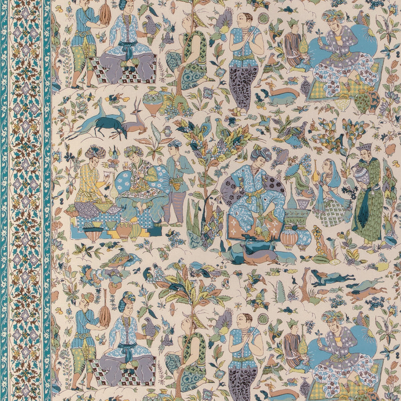 BRUNSCHWIG & FILS - SHALIMAR PRINT- AQUA/LEAF - Fabric by the Yard AQUA/LEAF