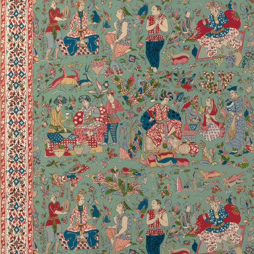 BRUNSCHWIG & FILS - SHALIMAR PRINT- JADE/ROSE - Fabric by the Yard JADE/ROSE