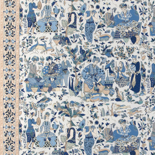 BRUNSCHWIG & FILS - SHALIMAR PRINT- BLUE/SAND - Fabric by the Yard BLUE/SAND