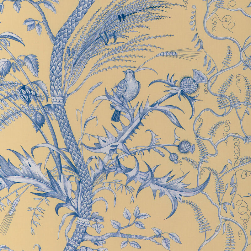 BRUNSCHWIG & FILS - BIRD AND THISTLE II- SUN - Fabric by the Yard SUN