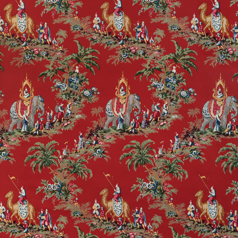 BRUNSCHWIG & FILS - BEAUPORT PROMENADE- RED - Fabric by the Yard RED