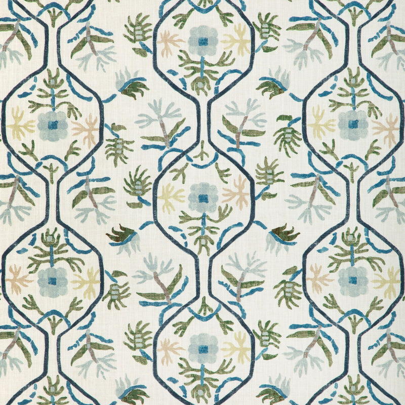 BRUNSCHWIG & FILS - LE JASMIN PRINT- MARINE - Fabric by the Yard MARINE