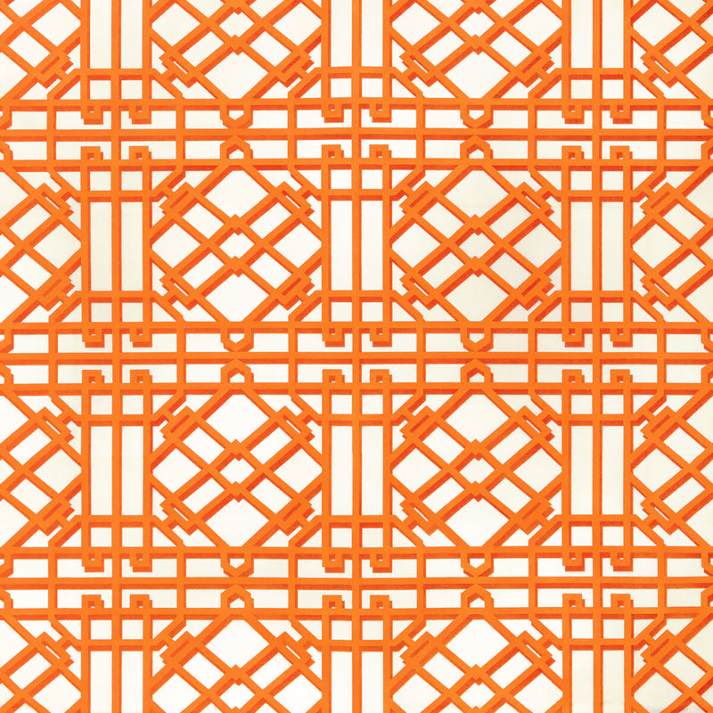 BRUNSCHWIG & FILS - PAVILION TRELLIS- ORANGE - Fabric by the Yard ORANGE