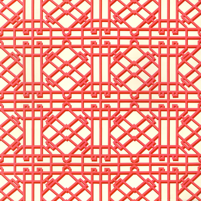 BRUNSCHWIG & FILS - PAVILION TRELLIS- RED - Fabric by the Yard RED