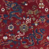 BRUNSCHWIG & FILS - LE DRAGON VELVET- RED/BLUE - Fabric by the Yard